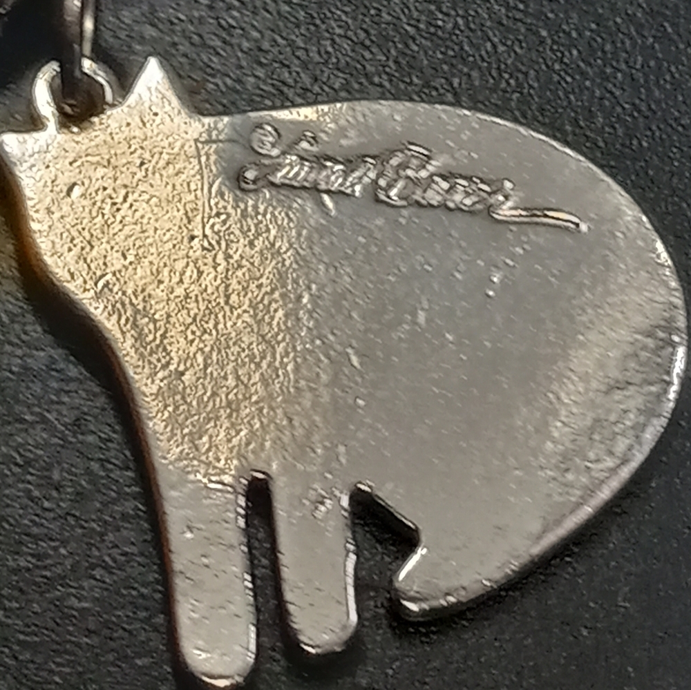 Vintage Silver Tone Laurel Burch Cat Charm Pendant - Picture 5 of 8